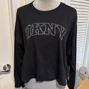 DKNY Sport Cotton Cropped Long Sleeve Tee LARGE